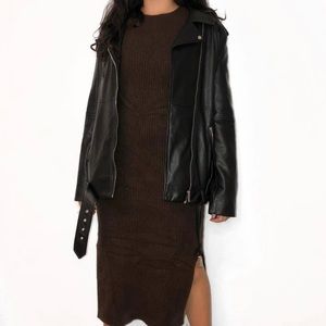 ARITZIA BABATOON BROWN KNIT SWEATER DRESS